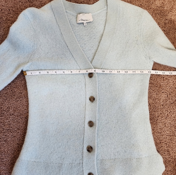 3.1 Phillip Lim Lofty Alpaca Blend Shirred Sleeve Cardigan In Ice Blue Women's M - Picture 12 of 13